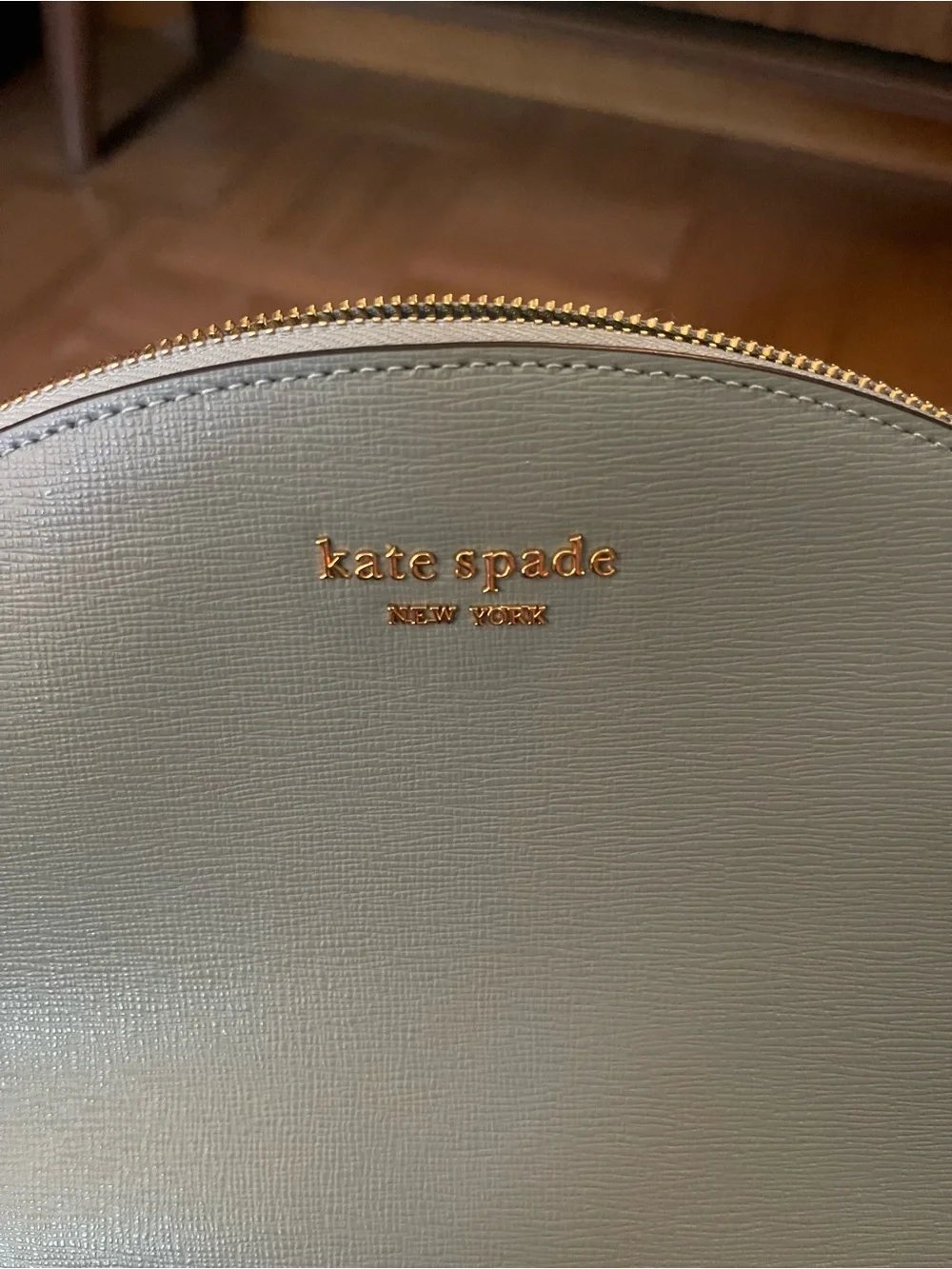 kate spade Light Blue Leather Dome Crossbody with Gold Chain Strap